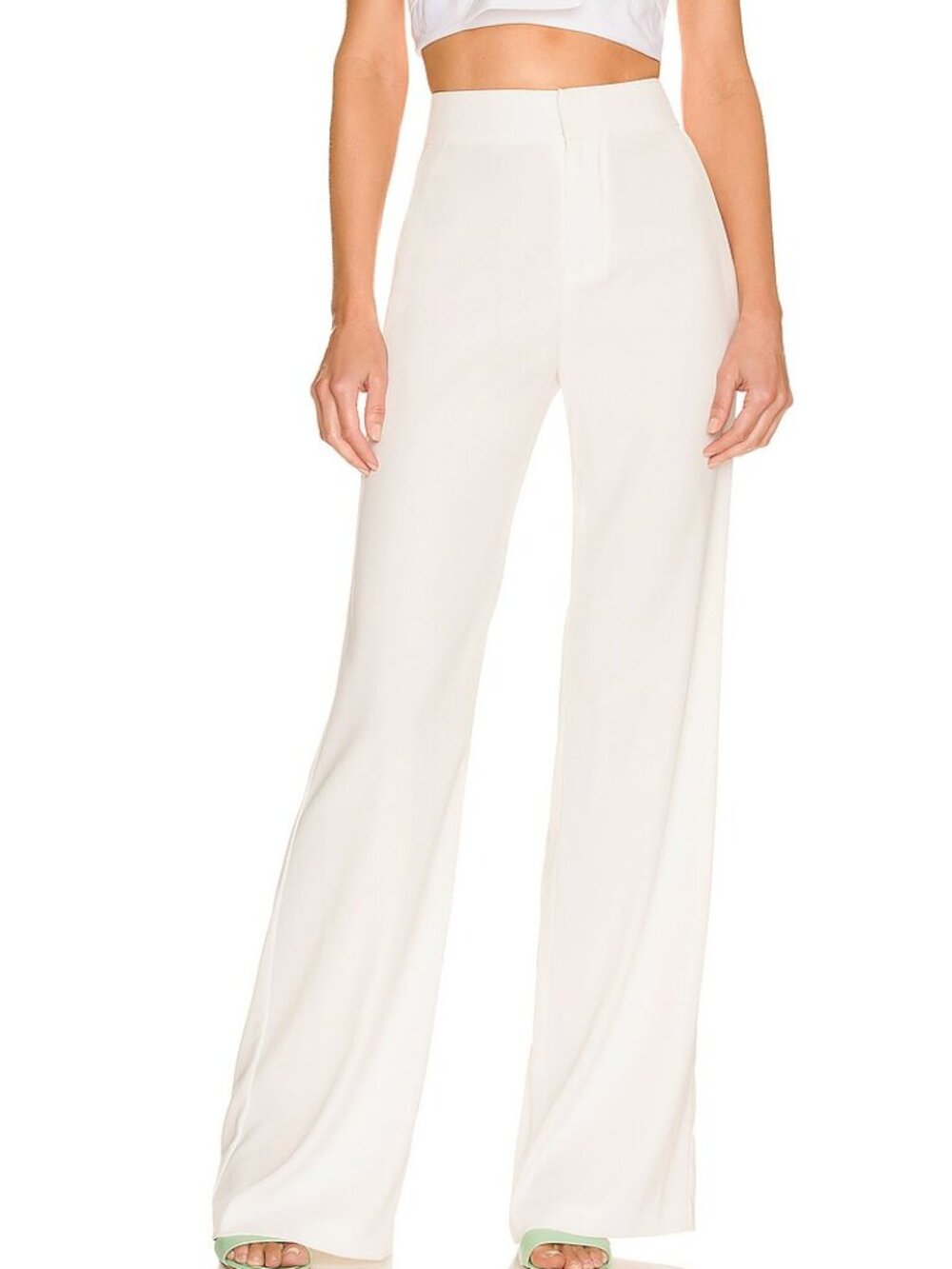Alice + Olivia Cream Wide-Leg High-Waist Pants